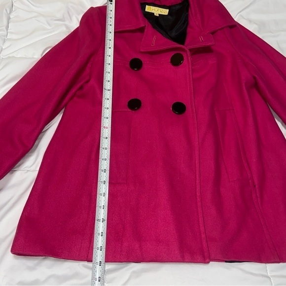 Vintage Wool Pea Coat Honee Pink Barbie Buttons Size Medium - Picture 4 of 8